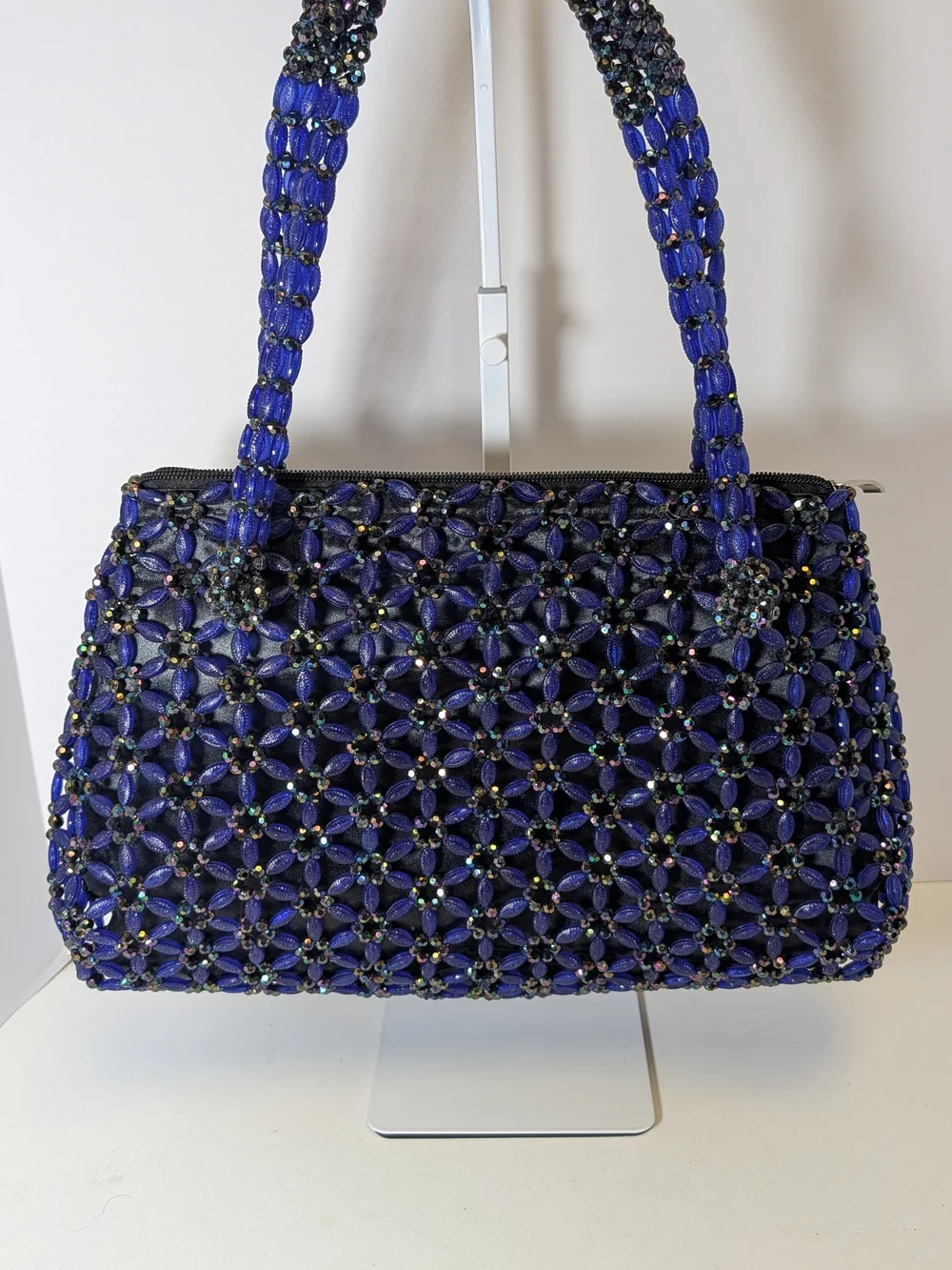 Handcrafted Beaded Navy Shoulder Bag